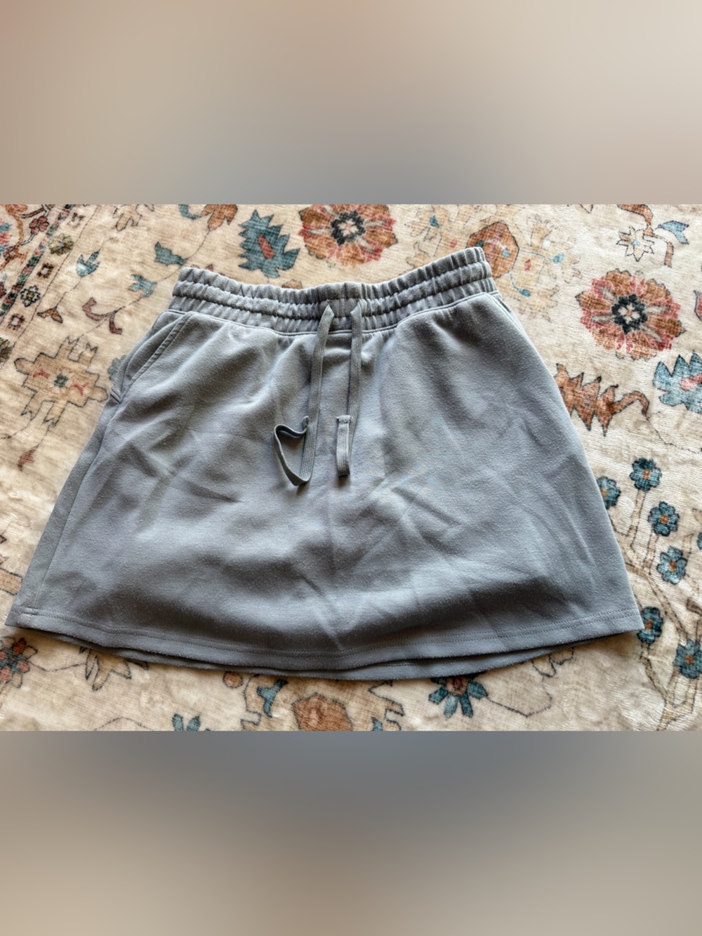 Casual Drawstring Mini Skirt in Light Gray
